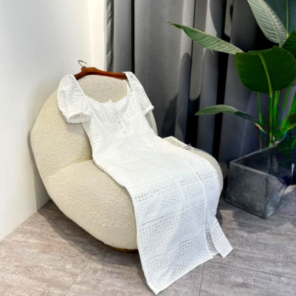 Self Portrait lace Eyelet Midi Dress